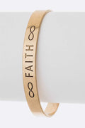 Faith Engraved Brass Open Cuff Bracelet Adjustable Everyday