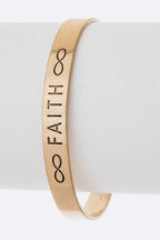 Faith Engraved Brass Open Cuff Bracelet Adjustable Everyday