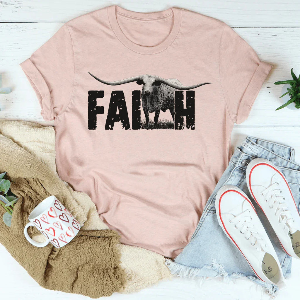 Faith Western Tee Peachy Sunday