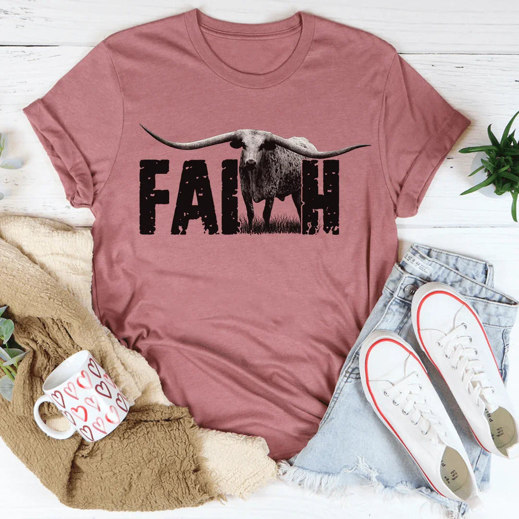 Faith Western Tee Peachy Sunday
