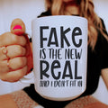 Fake Is The New Real Ceramic Mug 15 oz Peachy Sunday