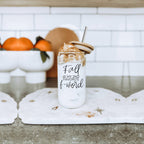 Fall 17oz Glass Tumbler With Bamboo Lid, Stainless Straws And Straw Cleaner