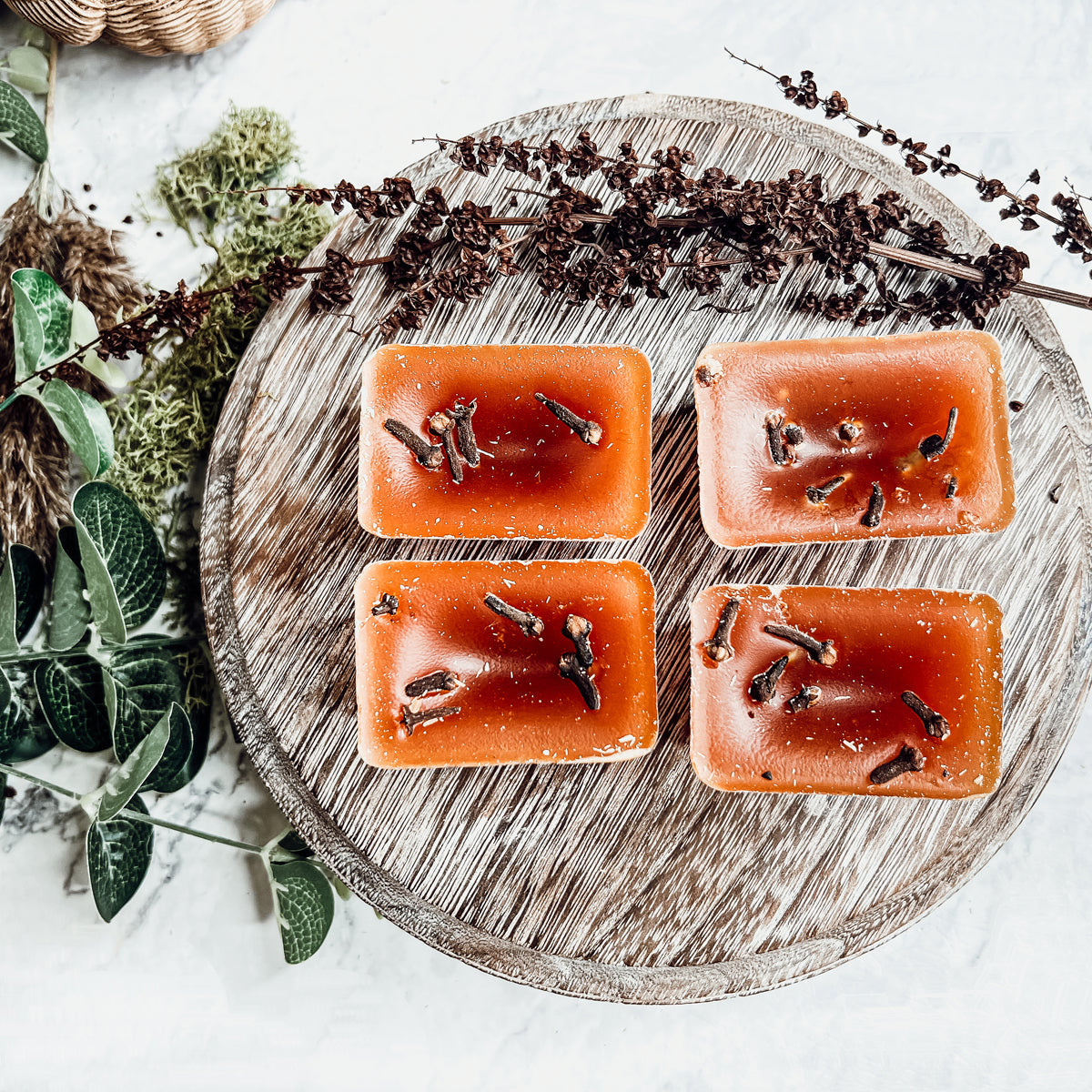 Fall Clove XL Natural Wax Melts 4 Cubes Spicy Cinnamon Clove Autumn Scent BandsCo Straps