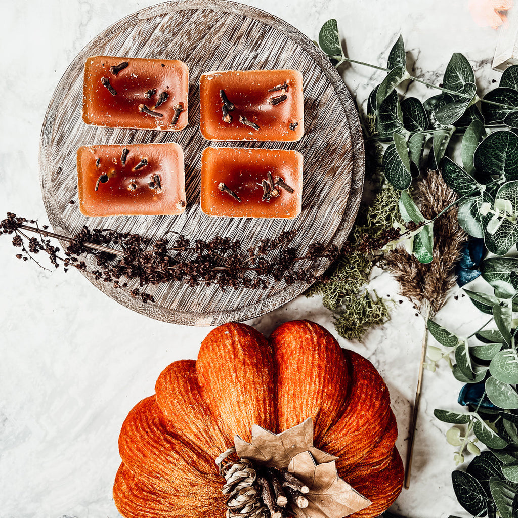 Fall Clove XL Natural Wax Melts 4 Cubes Spicy Cinnamon Clove Autumn Scent BandsCo Straps