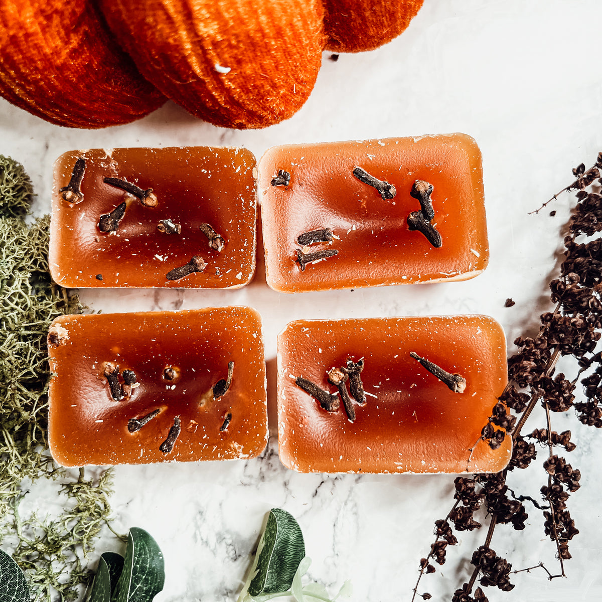 Fall Clove XL Natural Wax Melts 4 Cubes Spicy Cinnamon Clove Autumn Scent BandsCo Straps
