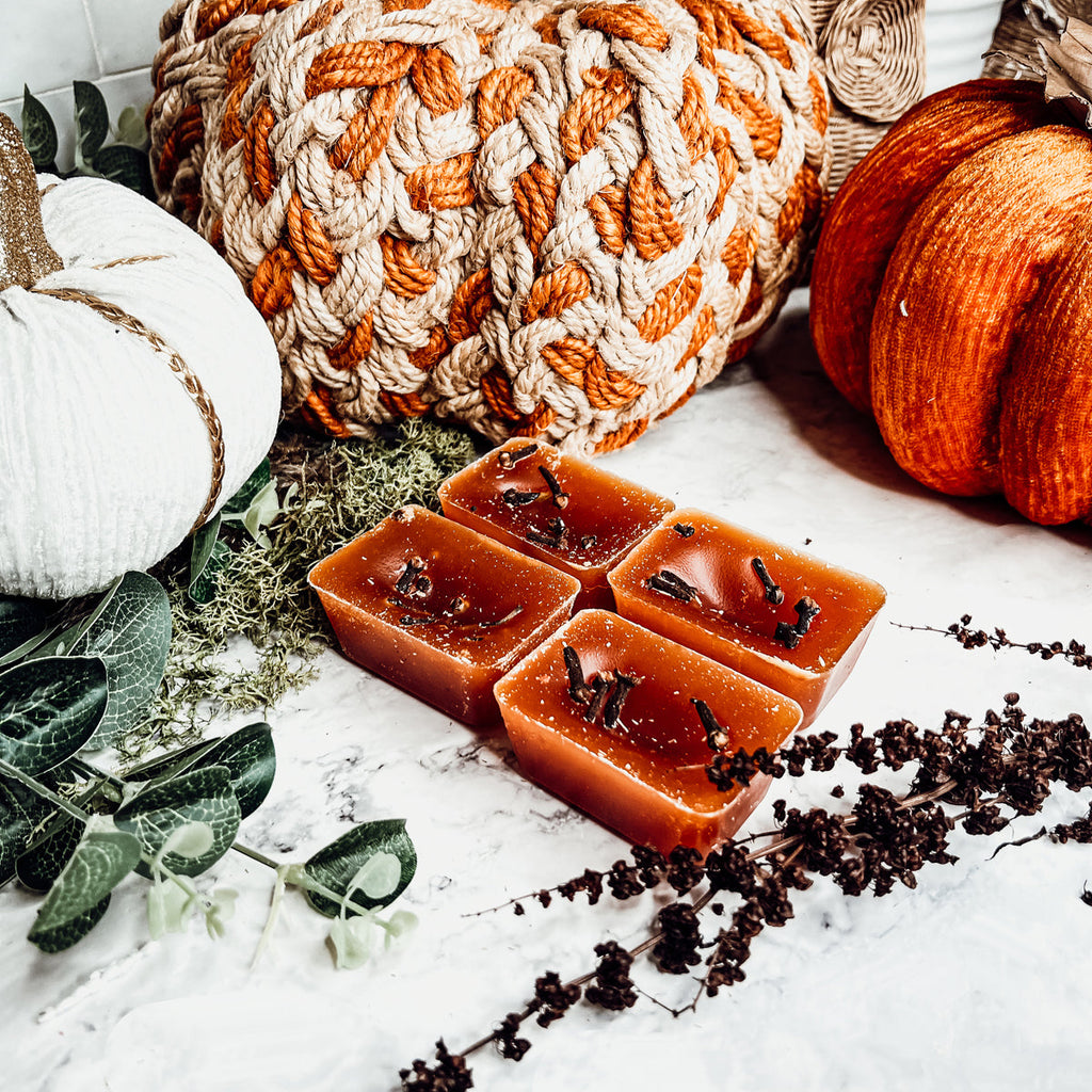 Fall Clove XL Natural Wax Melts 4 Cubes Spicy Cinnamon Clove Autumn Scent BandsCo Straps