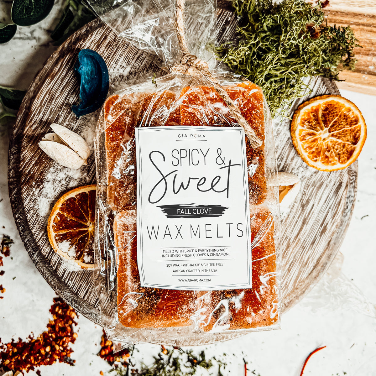 Fall Clove XL Natural Wax Melts 4 Cubes Spicy Cinnamon Clove Autumn Scent BandsCo Straps