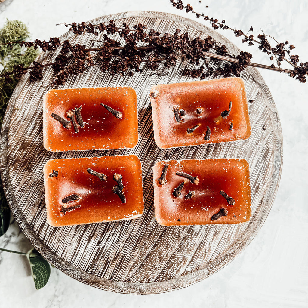 Fall Clove XL Natural Wax Melts 4 Cubes Spicy Cinnamon Clove Autumn Scent BandsCo Straps