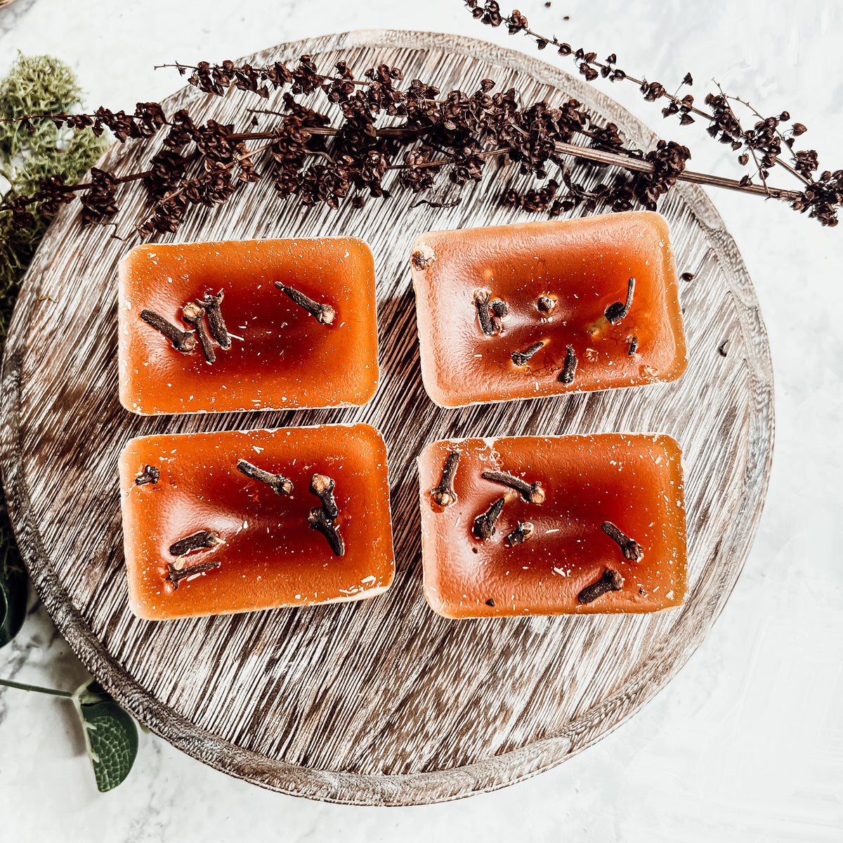 Fall Clove XL Natural Wax Melts 4 Cubes Spicy Cinnamon Clove Autumn Scent BandsCo Straps