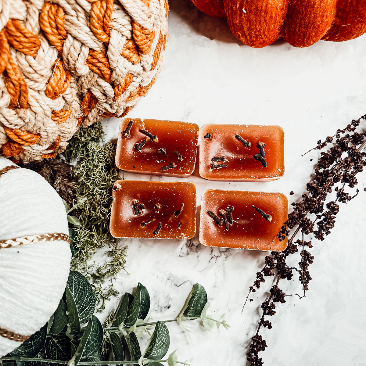 Fall Clove XL Natural Wax Melts 4 Cubes Spicy Cinnamon Clove Autumn Scent BandsCo Straps