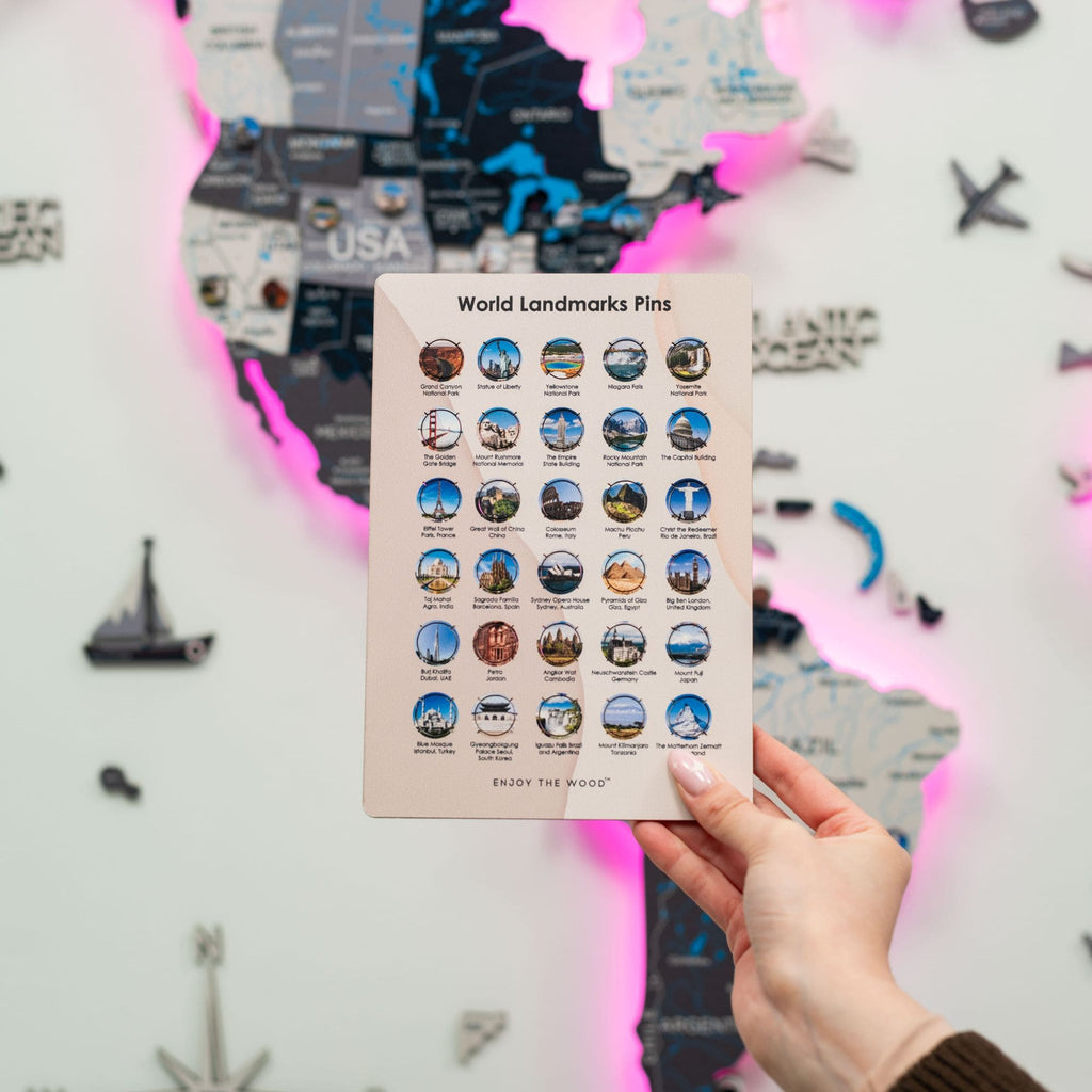 Wooden World Landmarks Pins Enjoy The Wood