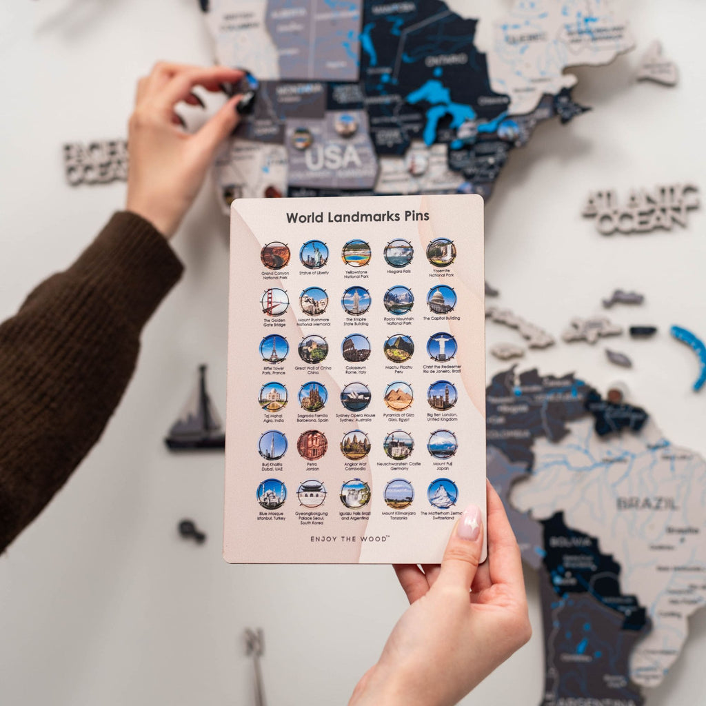 Wooden World Landmarks Pins Enjoy The Wood