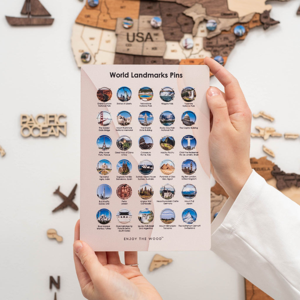 Wooden World Landmarks Pins Enjoy The Wood