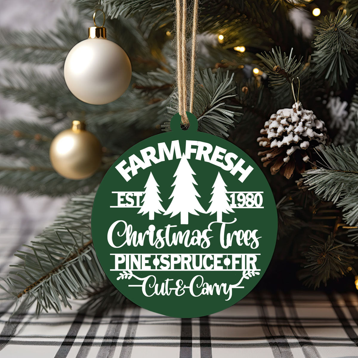 Handcrafted 3D Wooden Christmas Ornaments Farm Fresh Imperfect Set Tree Hanging Holiday Decor BandsCo Straps