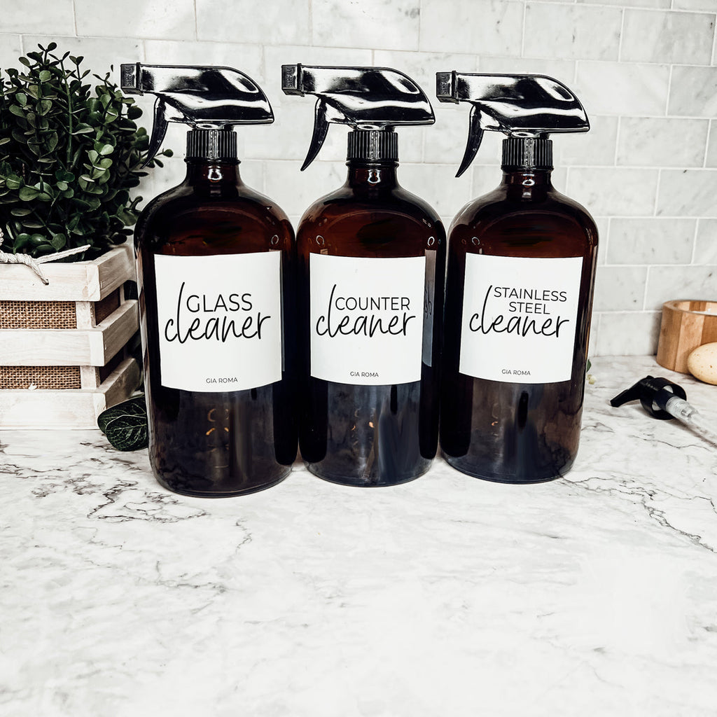 32 Oz Amber Glass Reusable Dispenser Bottle For Soap Laundry Mouthwash Refillable Pump Included BandsCo Straps