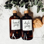 32 Oz Amber Glass Reusable Dispenser Bottle For Soap Laundry Mouthwash Refillable Pump Included BandsCo Straps