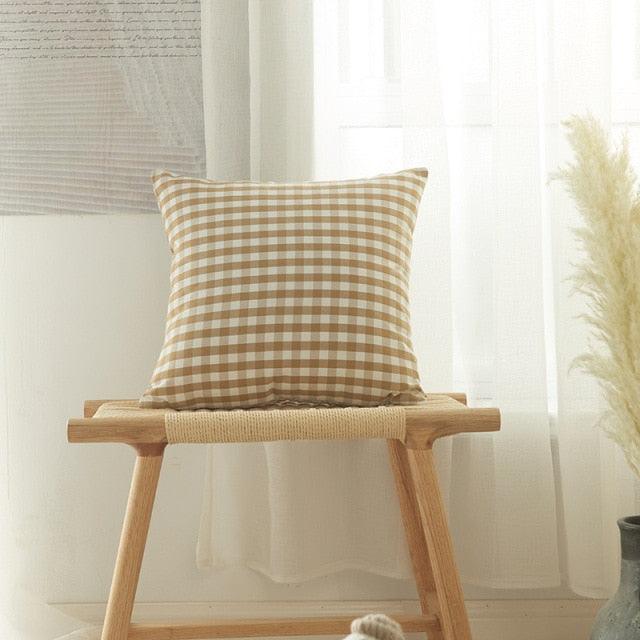 Farmhouse Plaid Striped Linen Cotton Pillow Covers Outdoor Plaid Square Pillow Cushion Case Cotton Linen Throw Pillow Covers Sofa Chair Decorative Cotton Cushions Cover Red Green Blue Pillowcase Stevvex