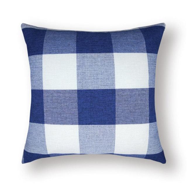 Farmhouse Plaid Striped Linen Cotton Pillow Covers Outdoor Plaid Square Pillow Cushion Case Cotton Linen Throw Pillow Covers Sofa Chair Decorative Cotton Cushions Cover Red Green Blue Pillowcase Stevvex