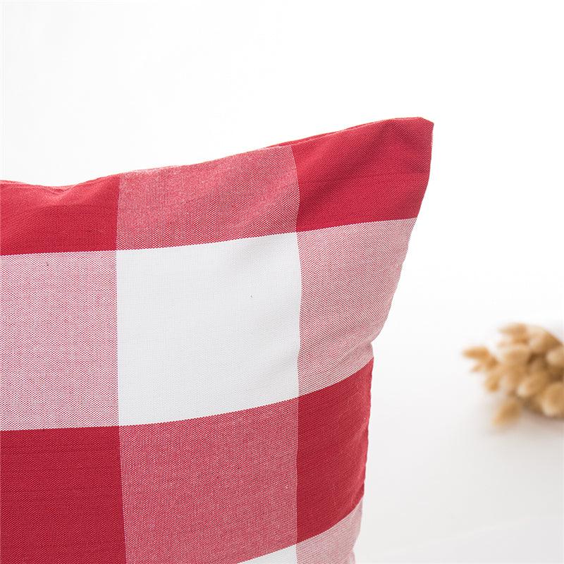 Farmhouse Plaid Striped Linen Cotton Pillow Covers Outdoor Plaid Square Pillow Cushion Case Cotton Linen Throw Pillow Covers Sofa Chair Decorative Cotton Cushions Cover Red Green Blue Pillowcase Stevvex