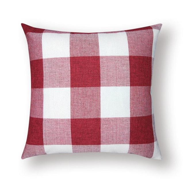Farmhouse Plaid Striped Linen Cotton Pillow Covers Outdoor Plaid Square Pillow Cushion Case Cotton Linen Throw Pillow Covers Sofa Chair Decorative Cotton Cushions Cover Red Green Blue Pillowcase Stevvex