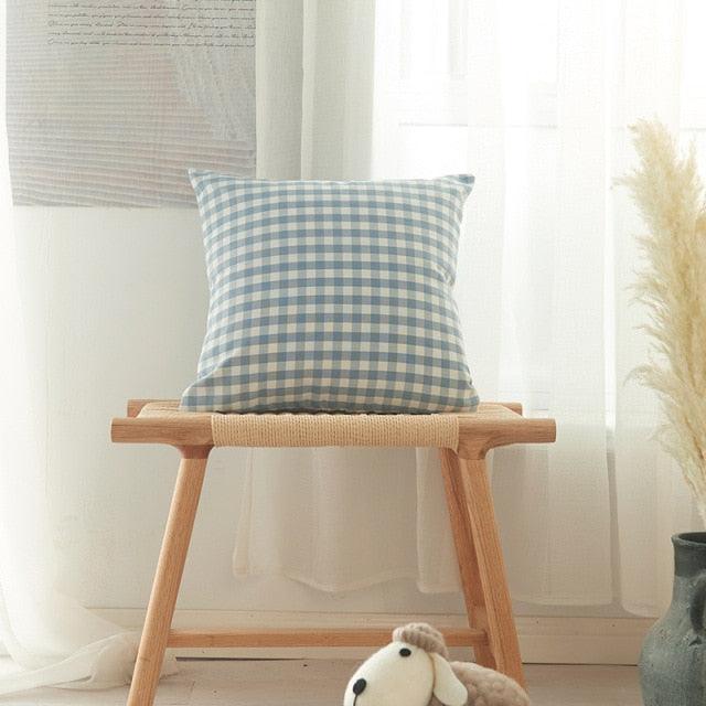 Farmhouse Plaid Striped Linen Cotton Pillow Covers Outdoor Plaid Square Pillow Cushion Case Cotton Linen Throw Pillow Covers Sofa Chair Decorative Cotton Cushions Cover Red Green Blue Pillowcase Stevvex