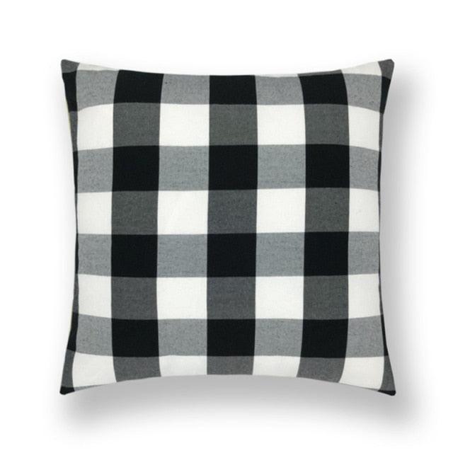 Farmhouse Plaid Striped Linen Cotton Pillow Covers Outdoor Plaid Square Pillow Cushion Case Cotton Linen Throw Pillow Covers Sofa Chair Decorative Cotton Cushions Cover Red Green Blue Pillowcase Stevvex
