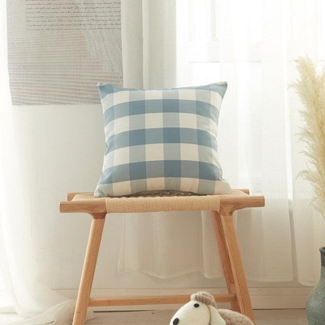 Farmhouse Plaid Striped Linen Cotton Pillow Covers Outdoor Plaid Square Pillow Cushion Case Cotton Linen Throw Pillow Covers Sofa Chair Decorative Cotton Cushions Cover Red Green Blue Pillowcase Stevvex