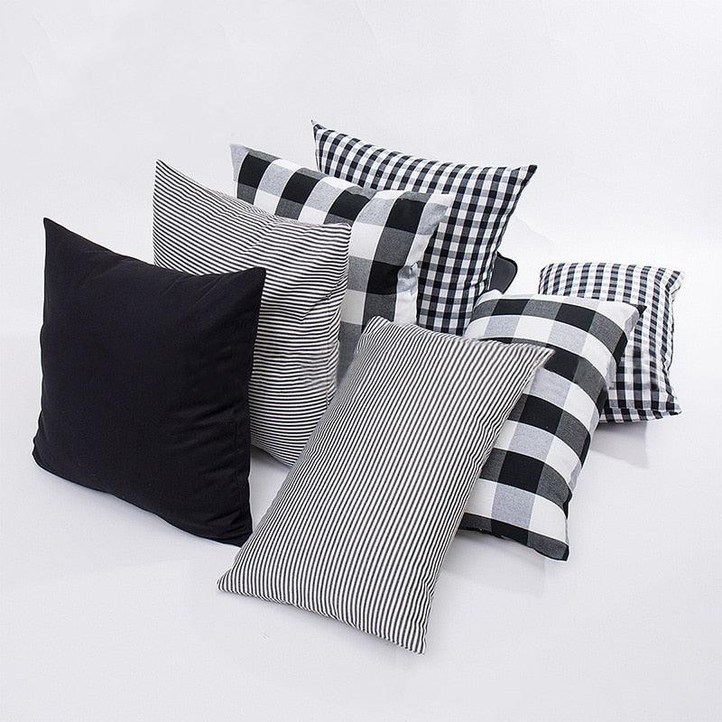 Farmhouse Plaid Striped Linen Cotton Pillow Covers Outdoor Plaid Square Pillow Cushion Case Cotton Linen Throw Pillow Covers Sofa Chair Decorative Cotton Cushions Cover Red Green Blue Pillowcase Stevvex
