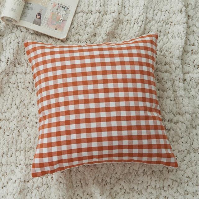 Farmhouse Plaid Striped Linen Cotton Pillow Covers Outdoor Plaid Square Pillow Cushion Case Cotton Linen Throw Pillow Covers Sofa Chair Decorative Cotton Cushions Cover Red Green Blue Pillowcase Stevvex