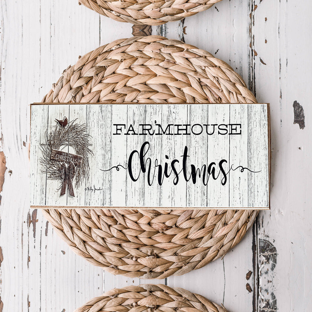 Farmhouse Christmas Sign Wooden Rustic Holiday Decor Minimalist Neutral 10x4 BandsCo Straps