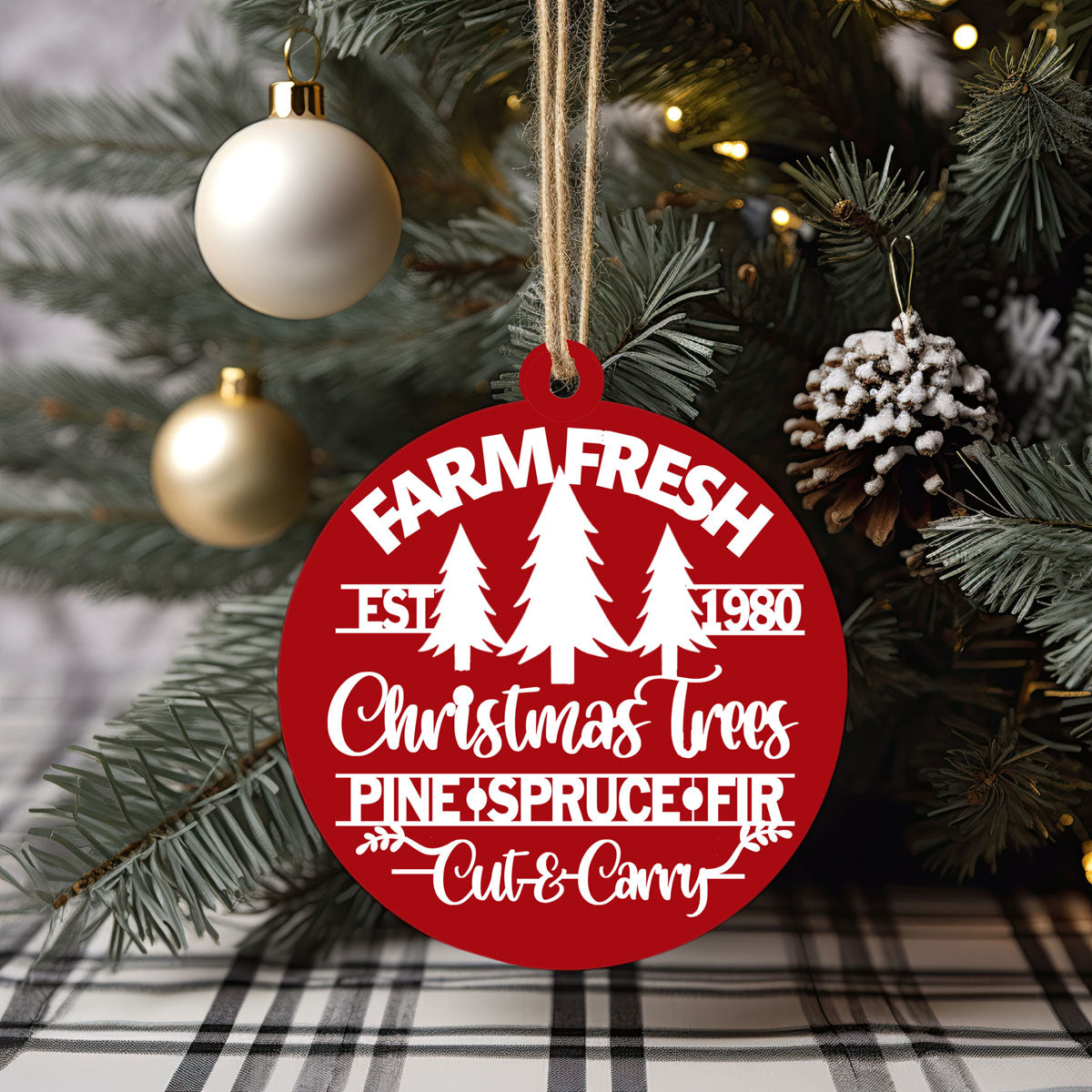 Handcrafted 3D Wooden Christmas Ornaments Farm Fresh Imperfect Set Tree Hanging Holiday Decor BandsCo Straps