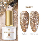 Fashion 2022 New Womens Colorful Nail Gel Polish Modern Glitter Pink Purple UV Diamond Stylish Design Nail Colors Gel For Girls and Women In Shinny Trend Color Stevvex