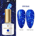 Fashion 2022 New Womens Colorful Nail Gel Polish Modern Glitter Pink Purple UV Diamond Stylish Design Nail Colors Gel For Girls and Women In Shinny Trend Color Stevvex