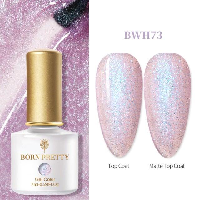 Fashion 2022 New Womens Colorful Nail Gel Polish Modern Glitter Pink Purple UV Diamond Stylish Design Nail Colors Gel For Girls and Women In Shinny Trend Color Stevvex