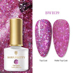 Fashion 2022 New Womens Colorful Nail Gel Polish Modern Glitter Pink Purple UV Diamond Stylish Design Nail Colors Gel For Girls and Women In Shinny Trend Color Stevvex