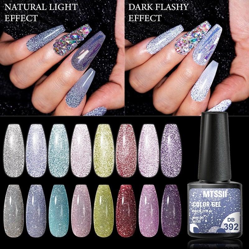 Fashion 2022 Reflective Glitter Gel Nail Polish 8 Colors Sparkling Auroras Permanent UV Diamond Gel Nail Polish Gel For Girls and Womens Stevvex