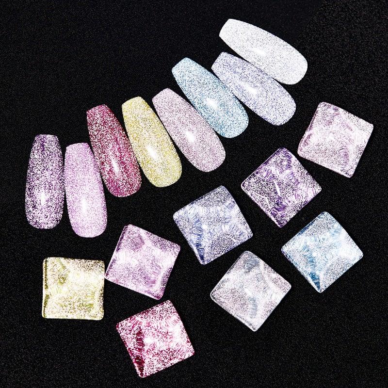 Fashion 2022 Reflective Glitter Gel Nail Polish 8 Colors Sparkling Auroras Permanent UV Diamond Gel Nail Polish Gel For Girls and Womens Stevvex