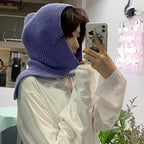 Fashion Balaclava Shawl Women Winter Hat Soft Knitted Hooded Neck Collar Cap Beanie Hat Warm Scarf Unisex Bonnet Hooded Scarf Hat Face Hooded Cowl Neckerchief with Drawstring Soft Balaclava Pullover Knitted Beanie for Adults Men Women Ski Caps Stevvex
