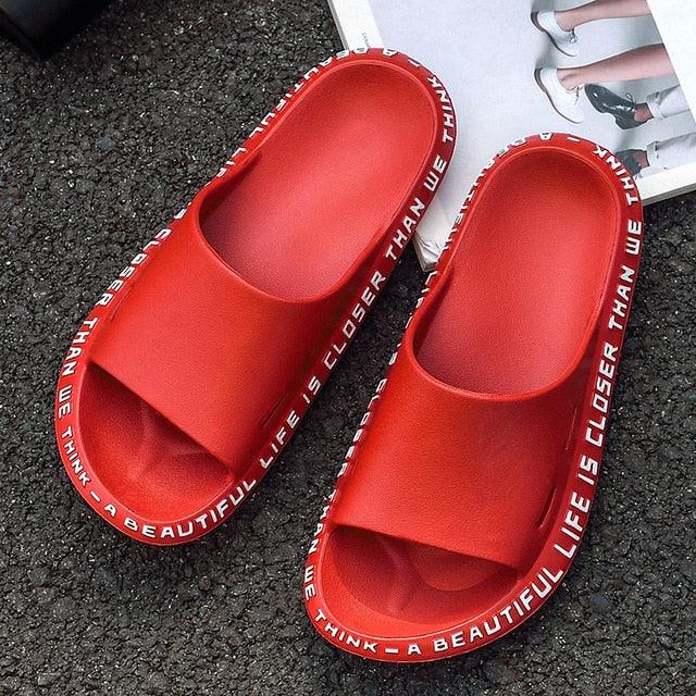 Fashion Beach Slides Massage Flip Flops Non-slip Slippers High Quality EVA Summer Men Women Quick Drying Bathroom Sandals Open Toe Soft Slippers Soft Shower Massage Slippers Stevvex