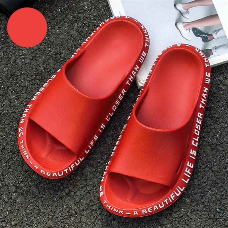 Fashion Beach Slides Massage Flip Flops Non-slip Slippers High Quality EVA Summer Men Women Quick Drying Bathroom Sandals Open Toe Soft Slippers Soft Shower Massage Slippers Stevvex