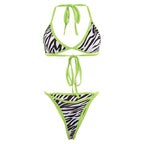 Fashion Bikini Set Bikinis Stripes Lace Up String Two-Piece Swimsuit Mini Bikini Swimwear Padded Two Piece Triangle Bikini Set Summer Breathable Beach Swimsuits For Women Stevvex