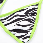 Fashion Bikini Set Bikinis Stripes Lace Up String Two-Piece Swimsuit Mini Bikini Swimwear Padded Two Piece Triangle Bikini Set Summer Breathable Beach Swimsuits For Women Stevvex