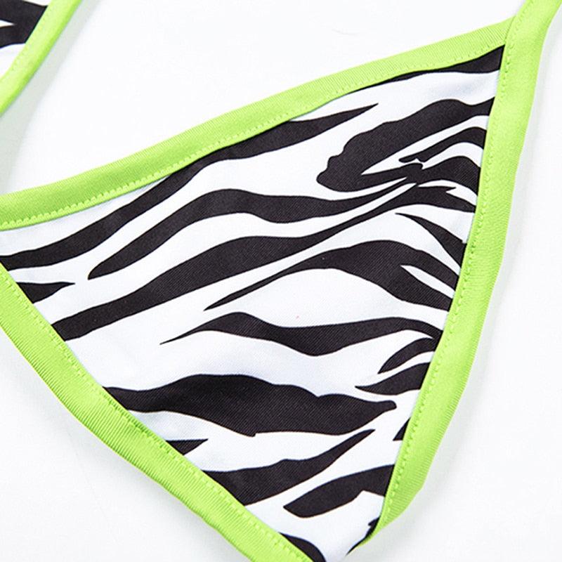 Fashion Bikini Set Bikinis Stripes Lace Up String Two-Piece Swimsuit Mini Bikini Swimwear Padded Two Piece Triangle Bikini Set Summer Breathable Beach Swimsuits For Women Stevvex
