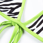 Fashion Bikini Set Bikinis Stripes Lace Up String Two-Piece Swimsuit Mini Bikini Swimwear Padded Two Piece Triangle Bikini Set Summer Breathable Beach Swimsuits For Women Stevvex