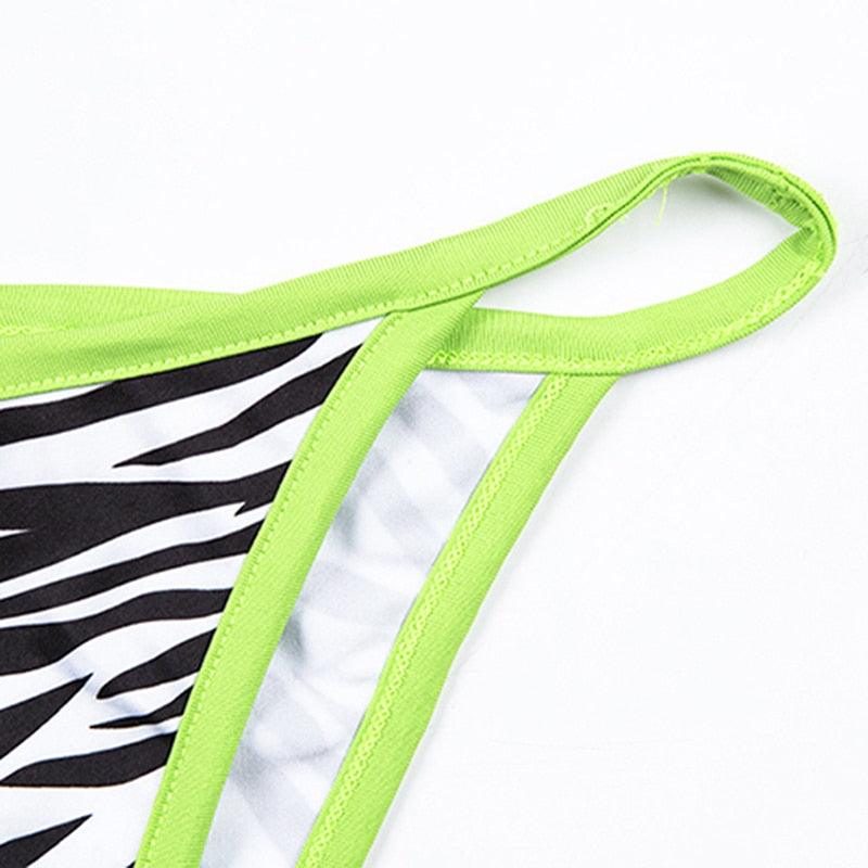 Fashion Bikini Set Bikinis Stripes Lace Up String Two-Piece Swimsuit Mini Bikini Swimwear Padded Two Piece Triangle Bikini Set Summer Breathable Beach Swimsuits For Women Stevvex