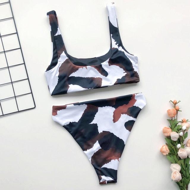 Fashion Bikini Set Bikinis Stripes Lace Up String Two-Piece Swimsuit Mini Bikini Swimwear Padded Two Piece Triangle Bikini Set Summer Breathable Beach Swimsuits For Women Stevvex