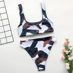 Fashion Bikini Set Bikinis Stripes Lace Up String Two-Piece Swimsuit Mini Bikini Swimwear Padded Two Piece Triangle Bikini Set Summer Breathable Beach Swimsuits For Women Stevvex