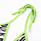 Fashion Bikini Set Bikinis Stripes Lace Up String Two-Piece Swimsuit Mini Bikini Swimwear Padded Two Piece Triangle Bikini Set Summer Breathable Beach Swimsuits For Women Stevvex