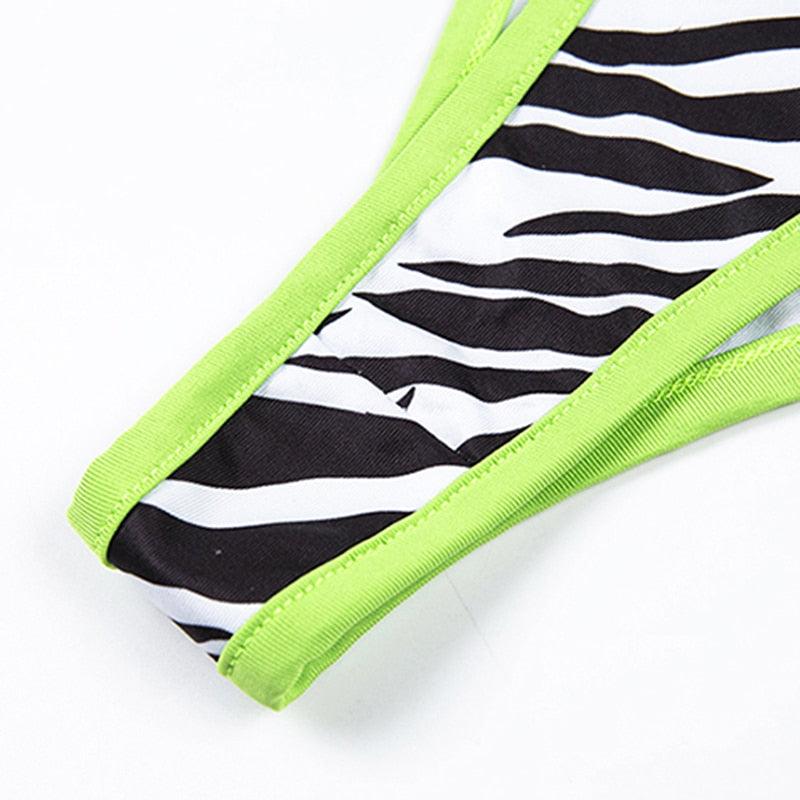 Fashion Bikini Set Bikinis Stripes Lace Up String Two-Piece Swimsuit Mini Bikini Swimwear Padded Two Piece Triangle Bikini Set Summer Breathable Beach Swimsuits For Women Stevvex