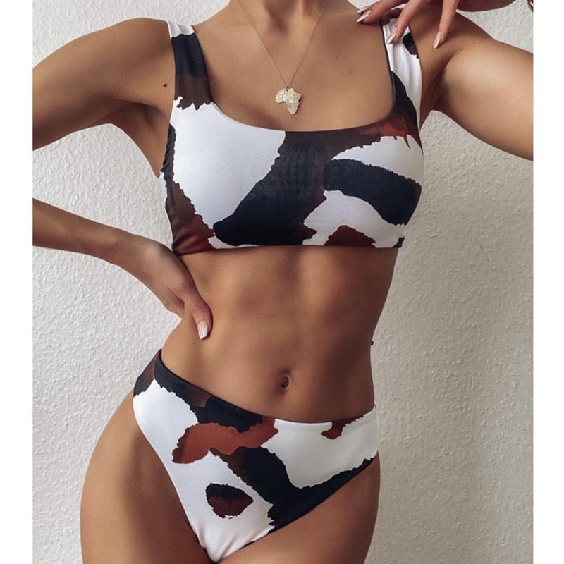 Fashion Bikini Set Bikinis Stripes Lace Up String Two-Piece Swimsuit Mini Bikini Swimwear Padded Two Piece Triangle Bikini Set Summer Breathable Beach Swimsuits For Women Stevvex